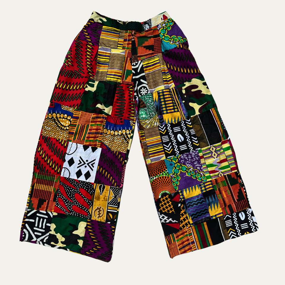 PATCHWORK WIDE-LEG PANTS (L)
