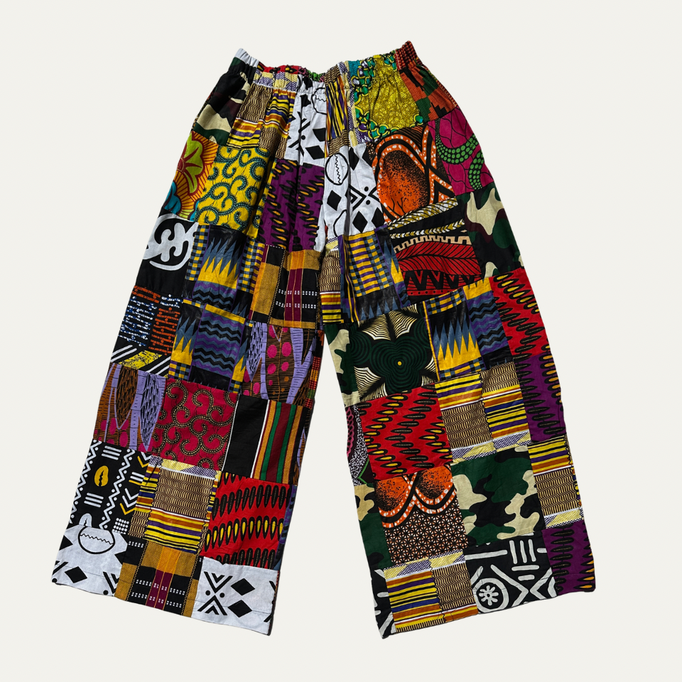 PATCHWORK WIDE-LEG PANTS (L)