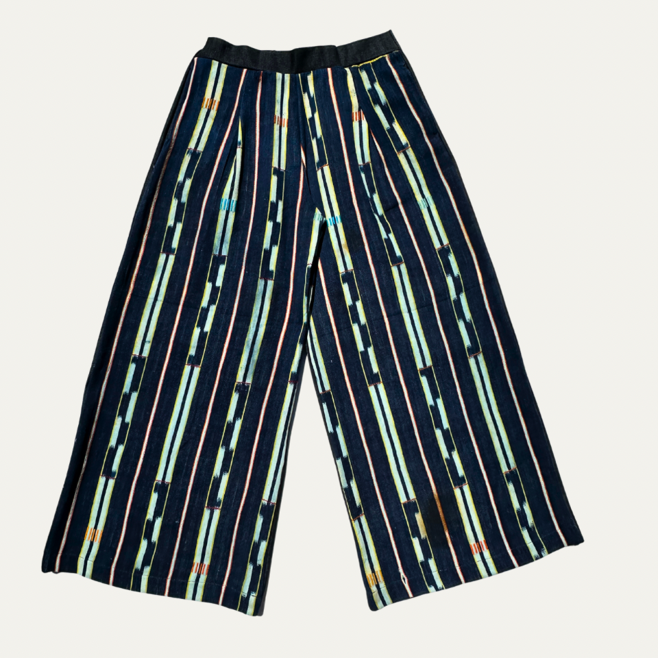 INDIGO WIDE-LEG PANTS (L)