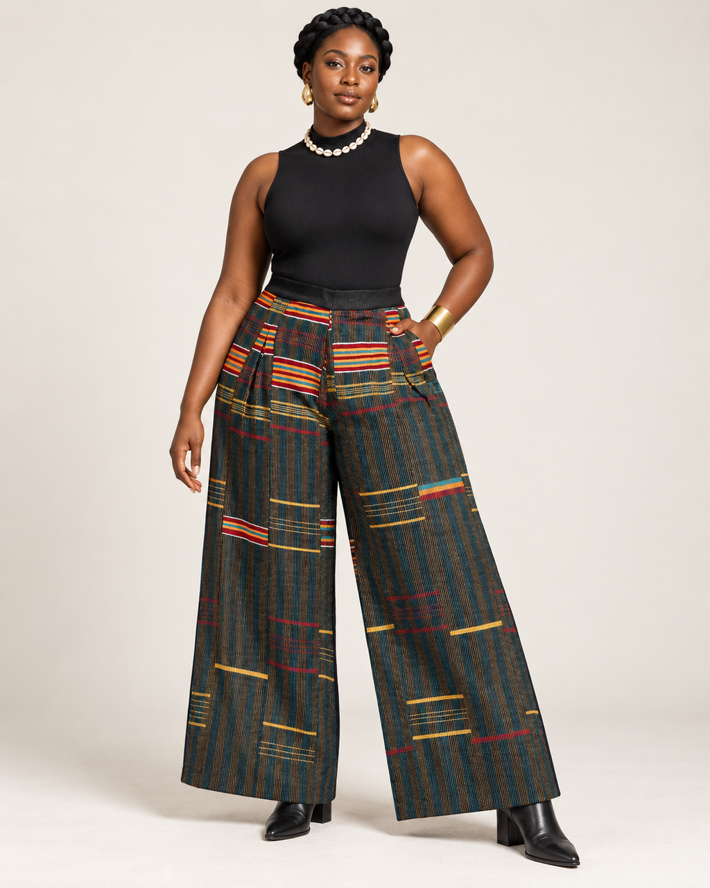 KENTE WIDE-LEG PANTS (L)