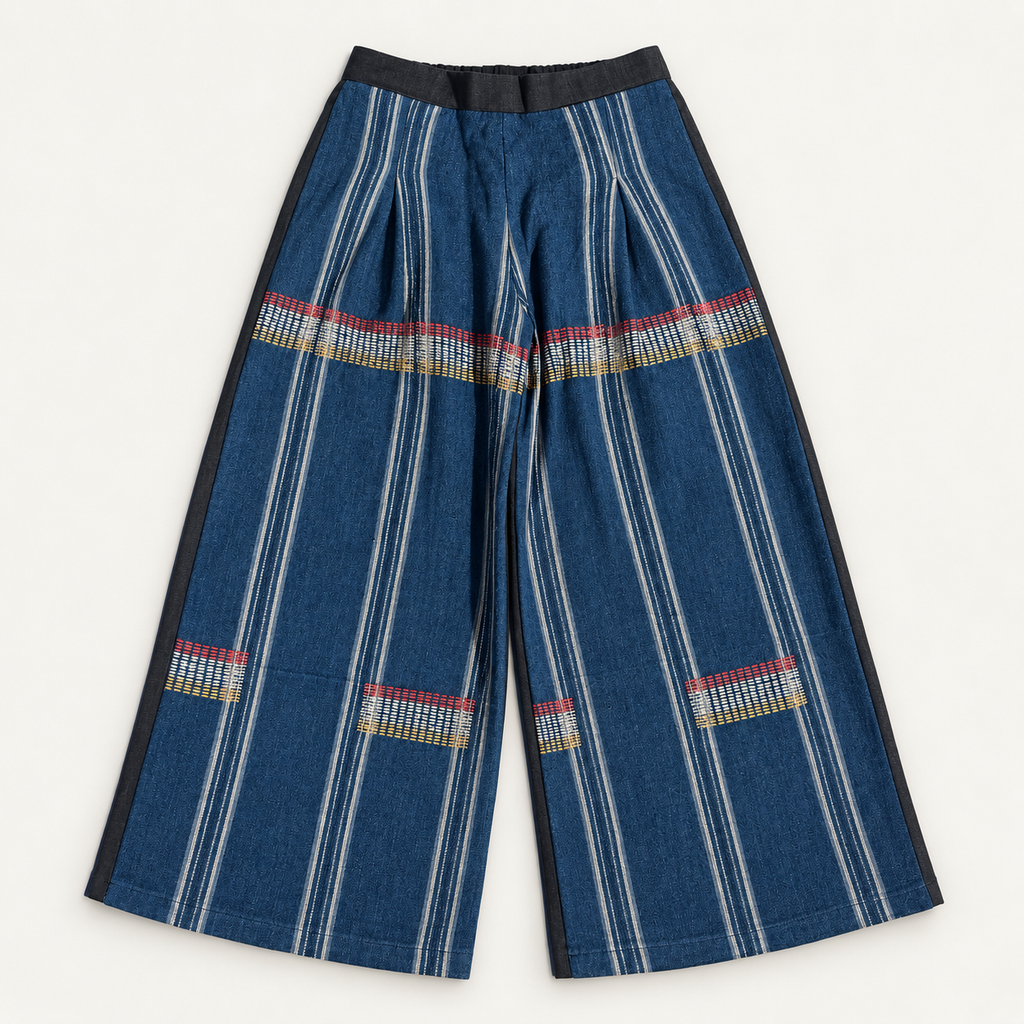 INDIGO WIDE LEG PANTS (M)